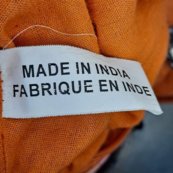 Sondra Roberts Large Orange Shoulder Tote Bag Embroidered Mirrors Coins Tassels - Picture 14 of 15